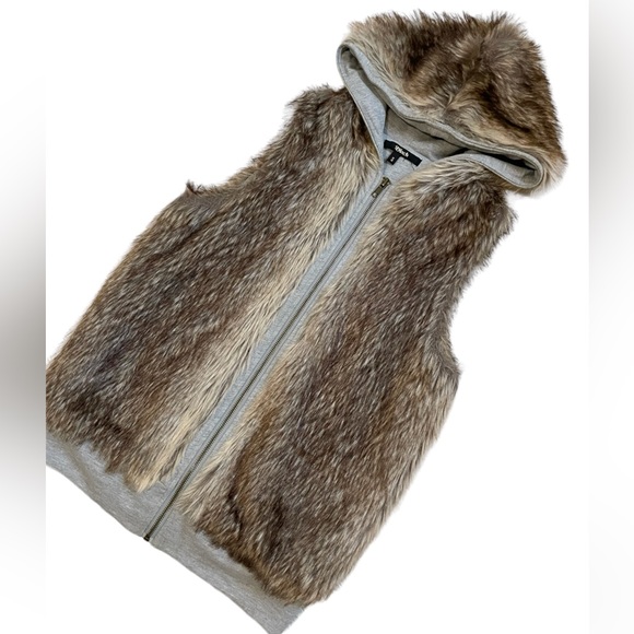 Y2k Faux fur furry hooded reversible sweater vest - Picture 13 of 17